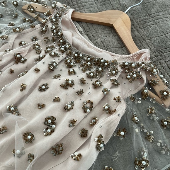 BHLDN long dress with beaded capelet - Picture 2 of 11